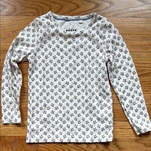 Boden Kids Floral Long Sleeve Shirt - Cream